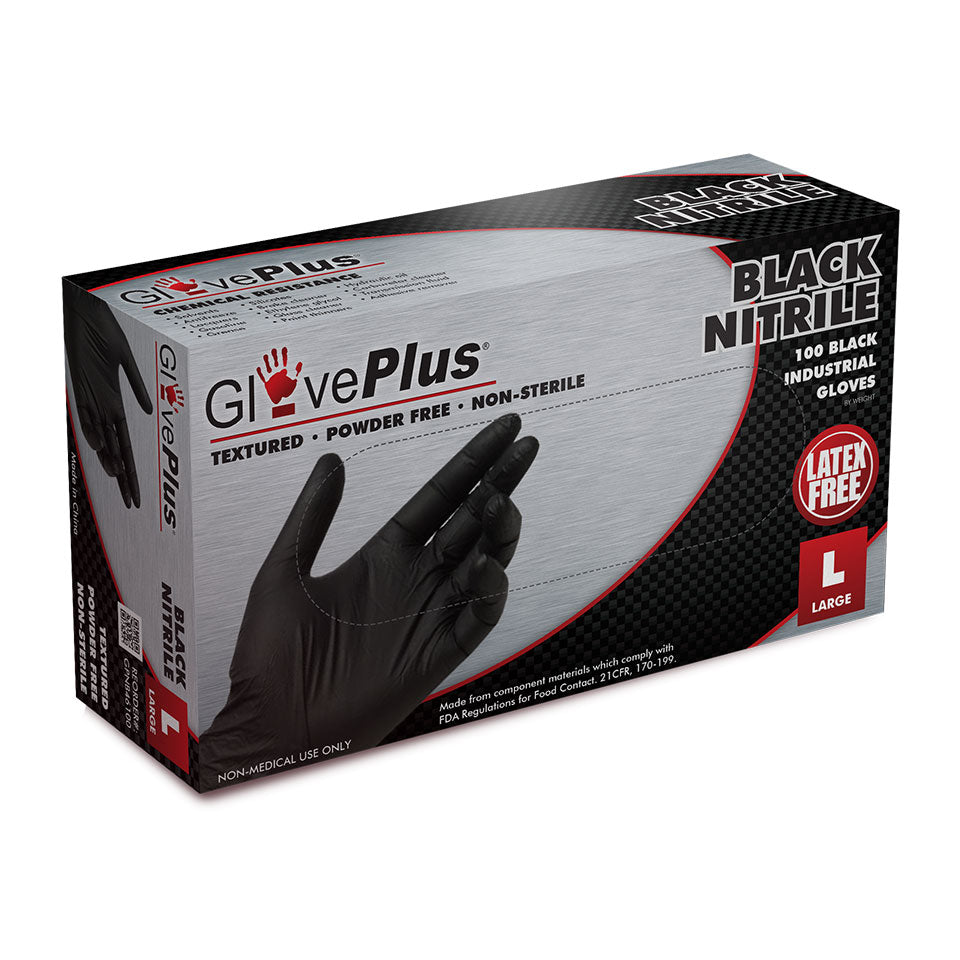 BLACK NITRILE GLOVES left side